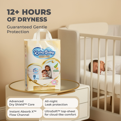 Raha Baby with Absorb-X Core, Size 3, 6-12kg, 60 diapers pants.
